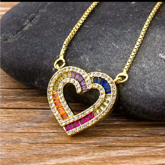 Romantic sexy Heart Shape Rainbow braguette Pendent Long Snake Necklace Jewelry - Picture 2 of 5